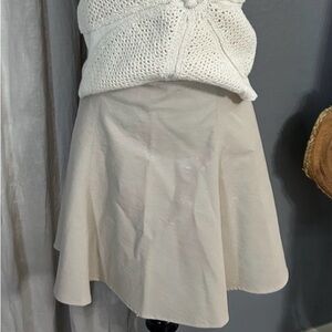 NWT She + Sky Beige Faux Leather Swing Skirt Size small